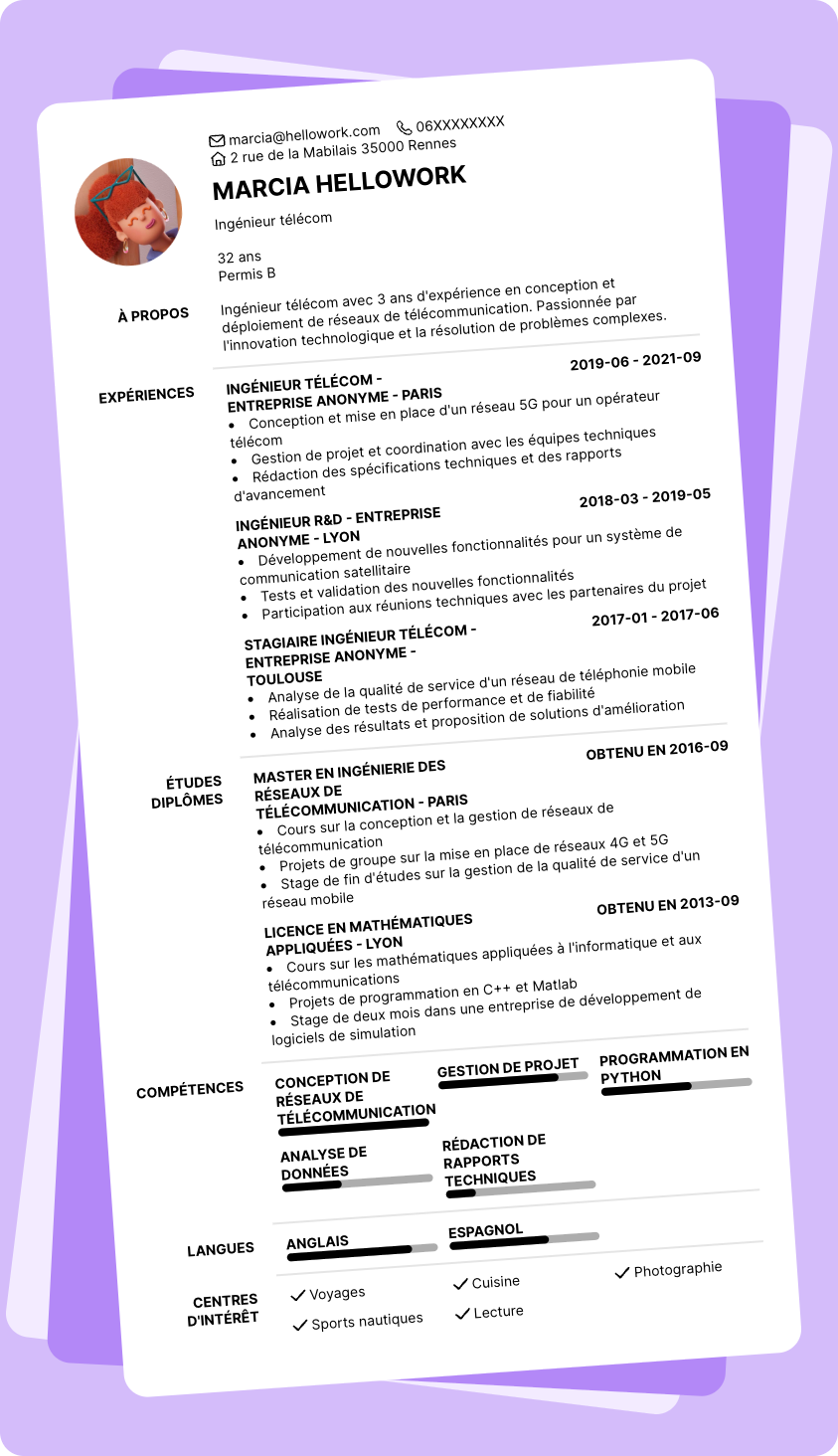 Exemple CV Ingénieur télécom