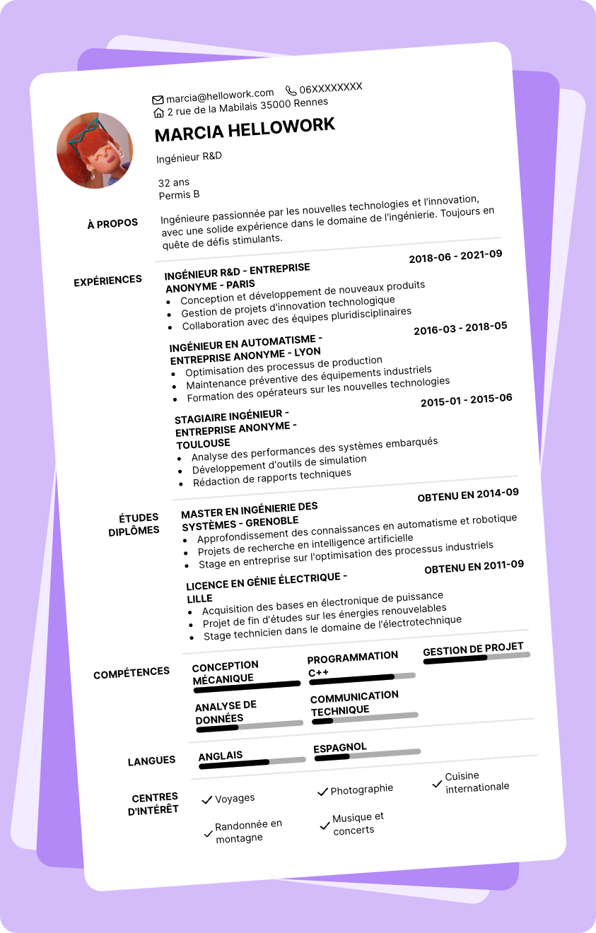 Modèle CV Ingénieur Exemple CV Ingénieur