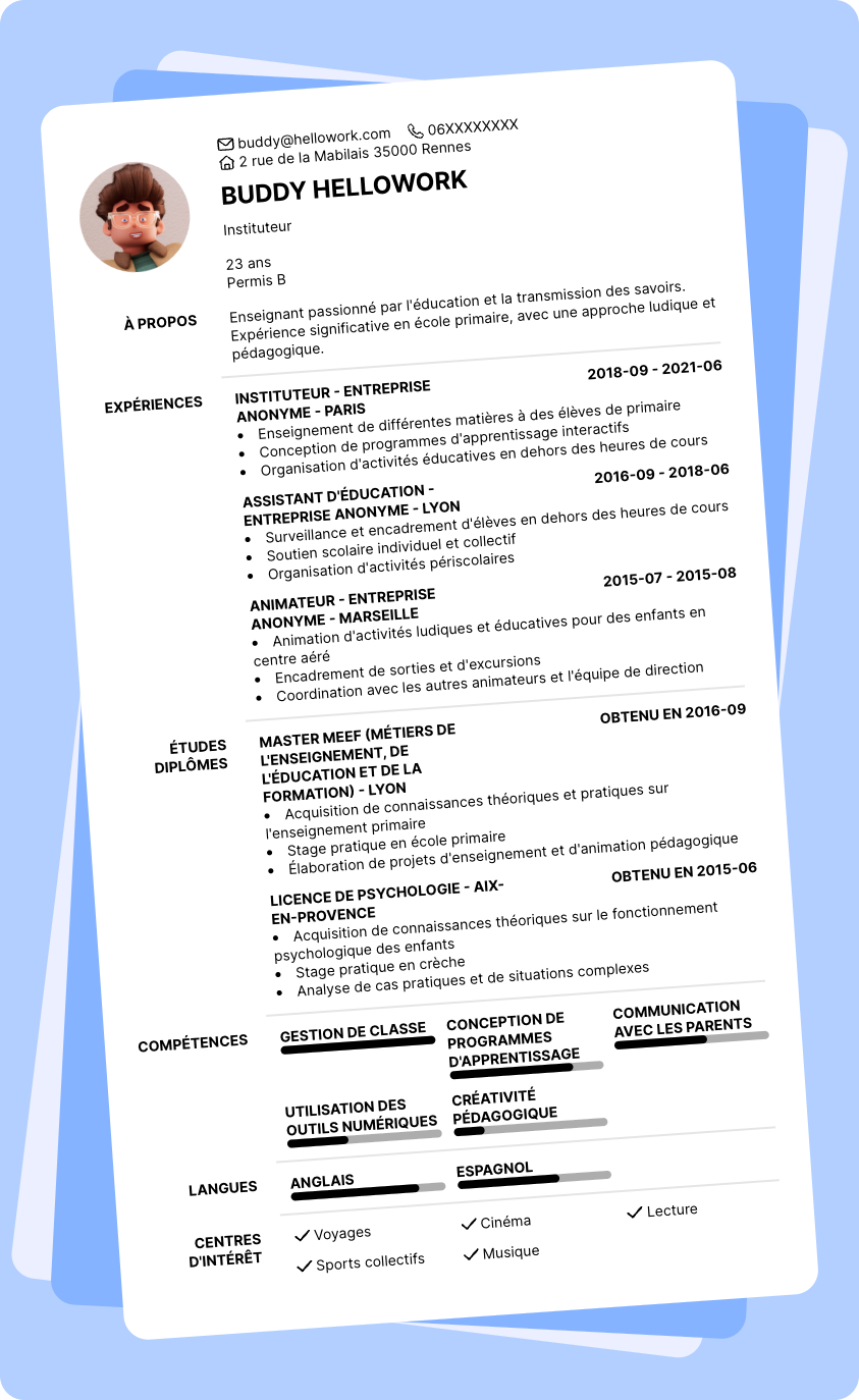 Exemple CV Instituteur