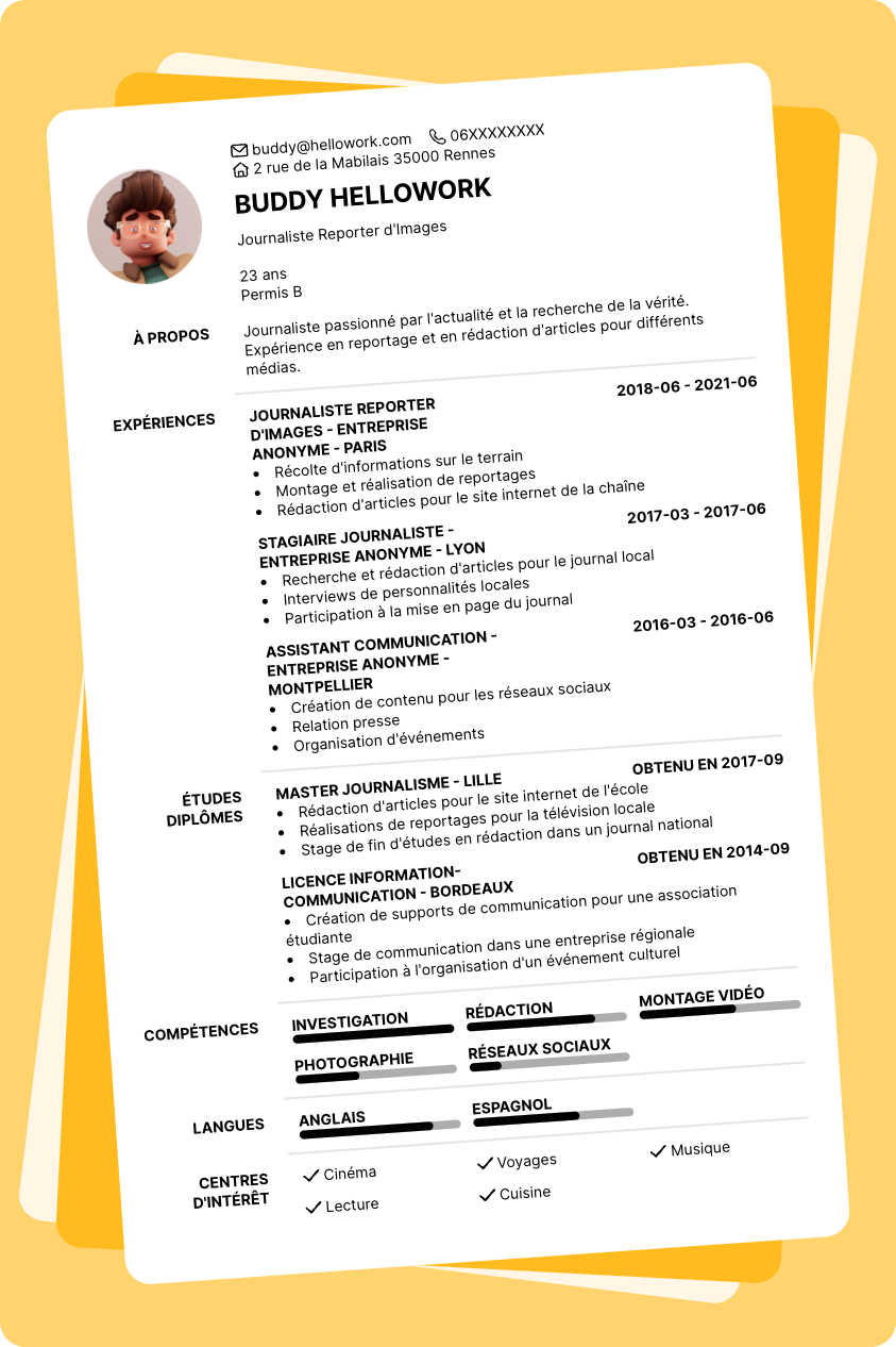 Exemple CV Journaliste