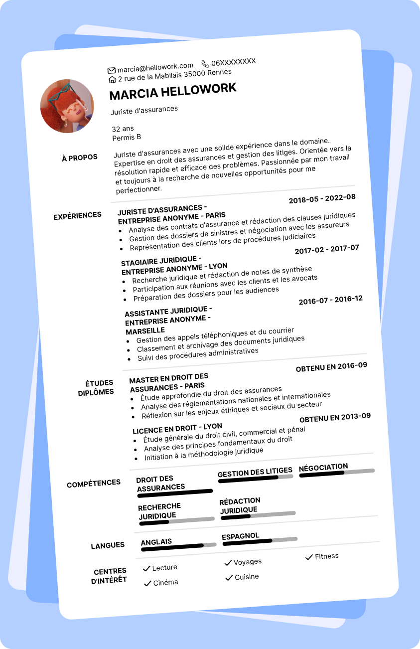 Exemple CV Juriste assurance