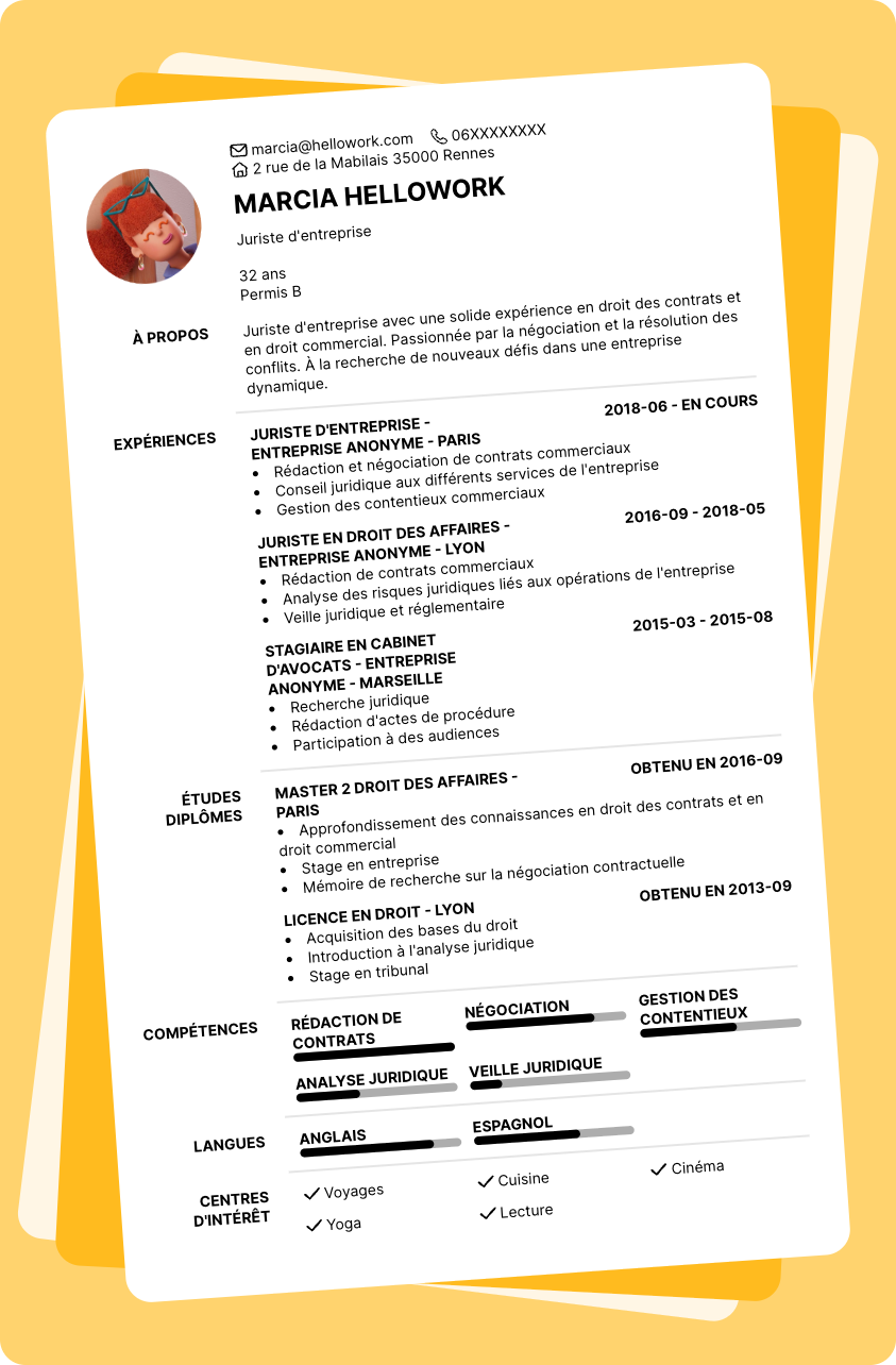 Exemple CV Juriste d'entreprise