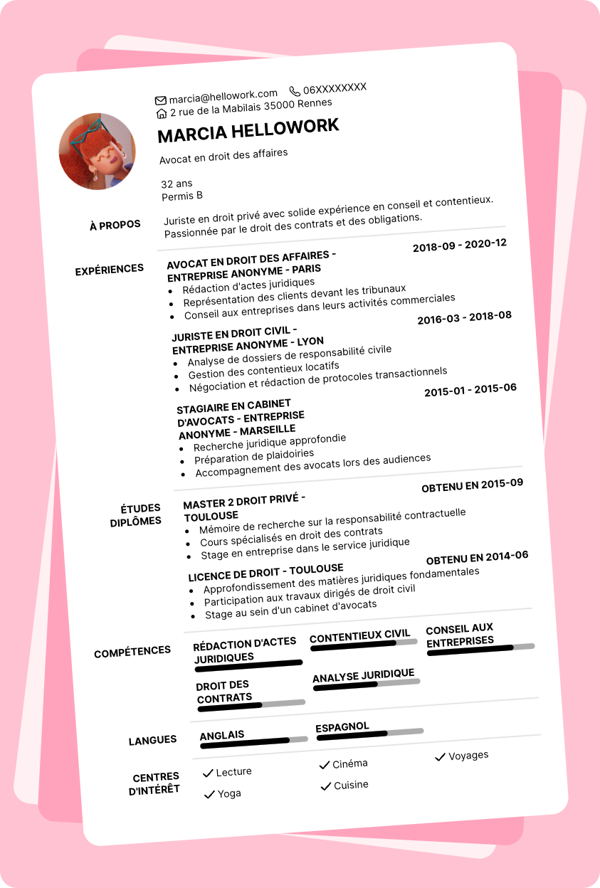 Exemple CV Juriste droit privé