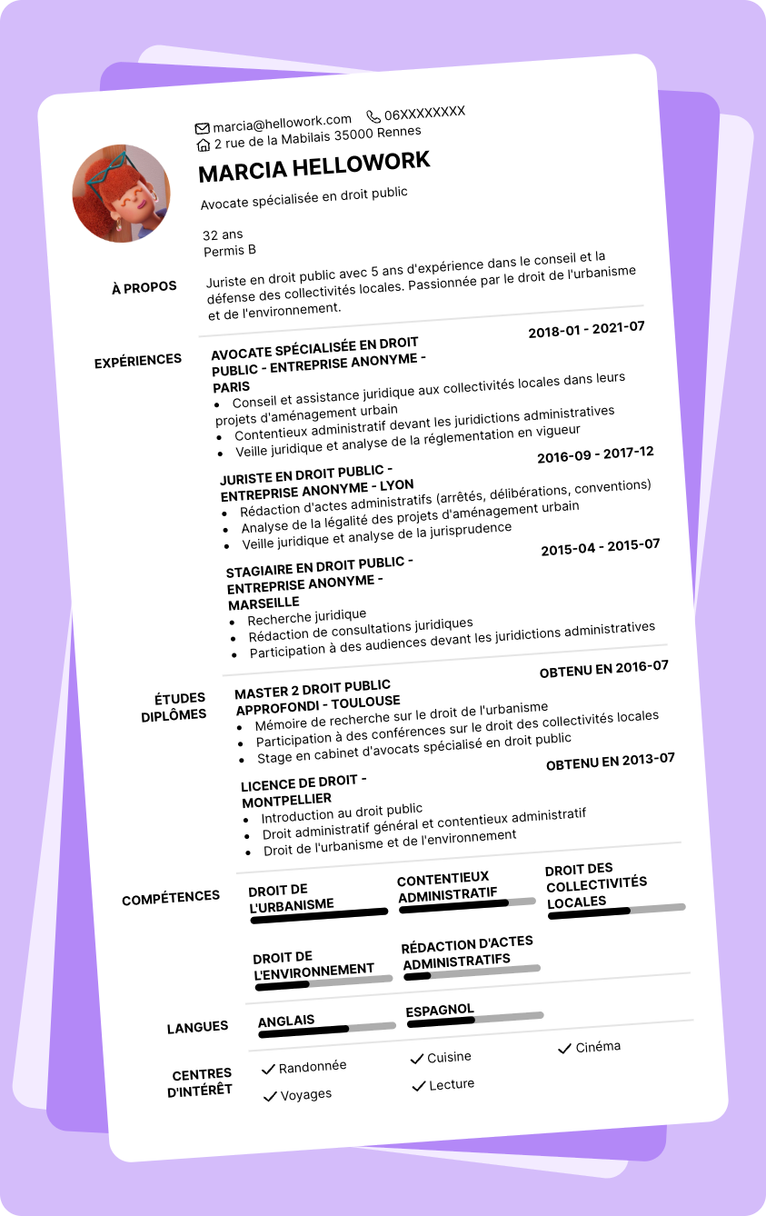 Exemple CV Juriste droit public