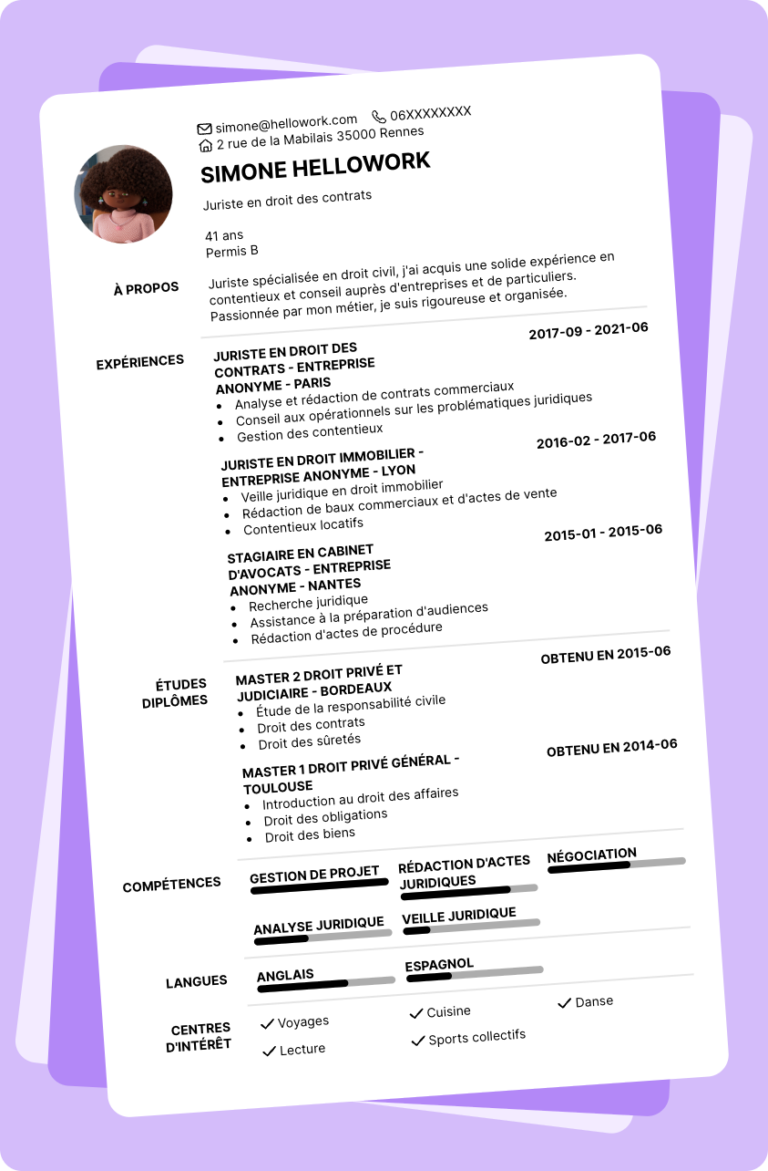 Exemple CV Juriste