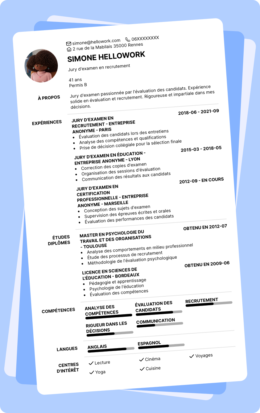Exemple CV Jury d'examen