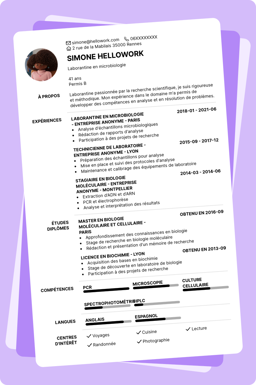 Exemple CV Laborantin