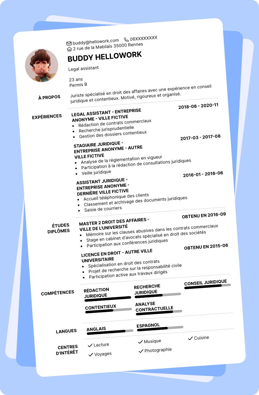Exemple CV Legal assistant
