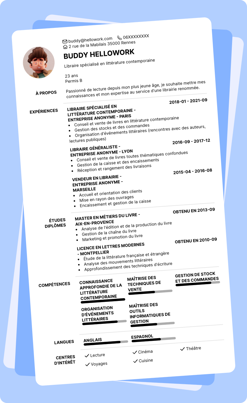 Exemple CV Libraire