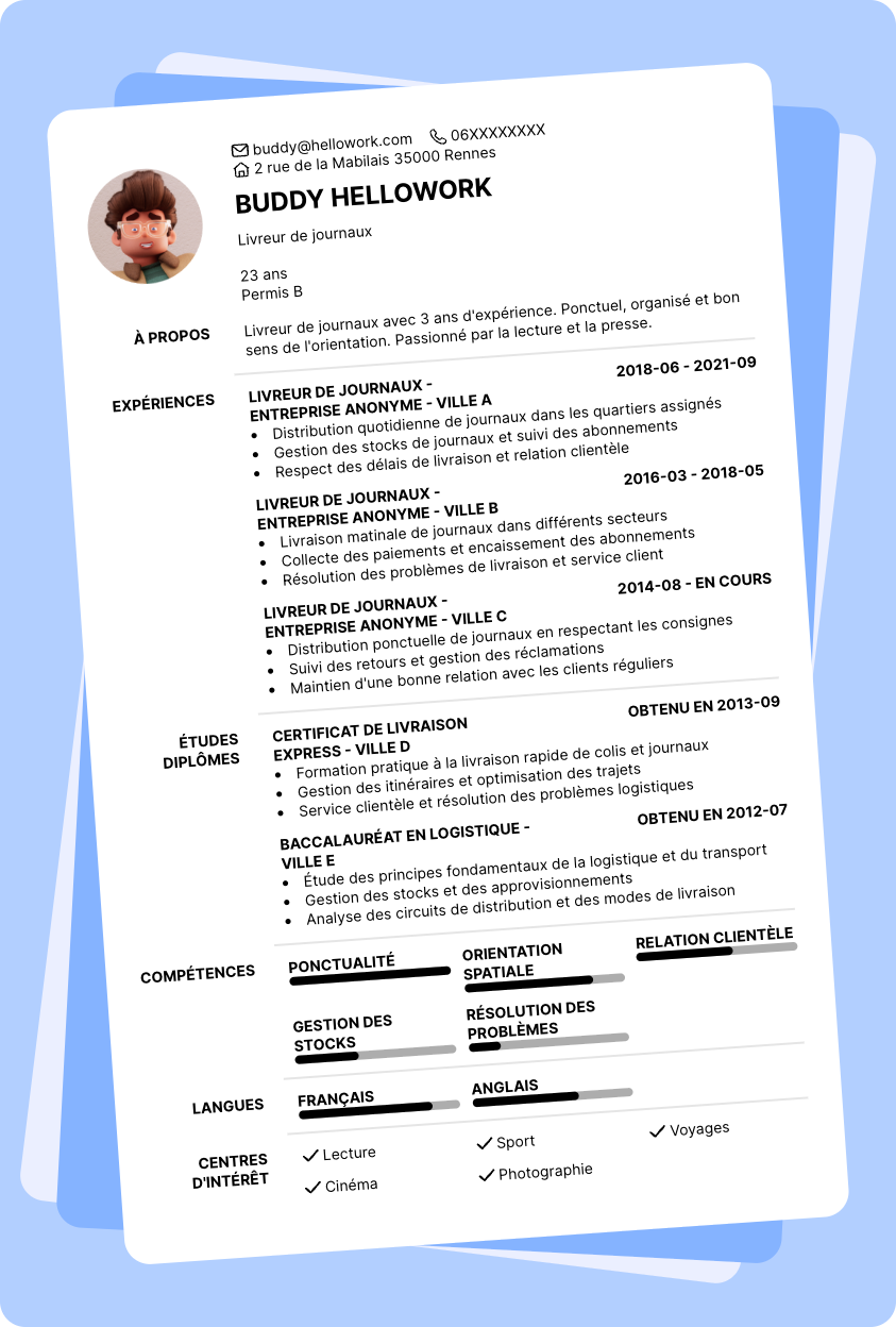 Modèle CV Livreur de journaux Exemple CV Livreur de journaux