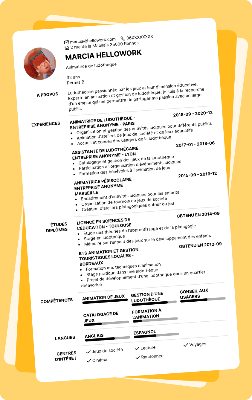 Exemple CV Ludothécaire