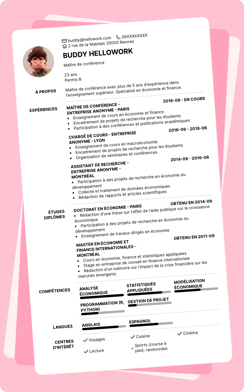 Exemple CV Maître de conférence