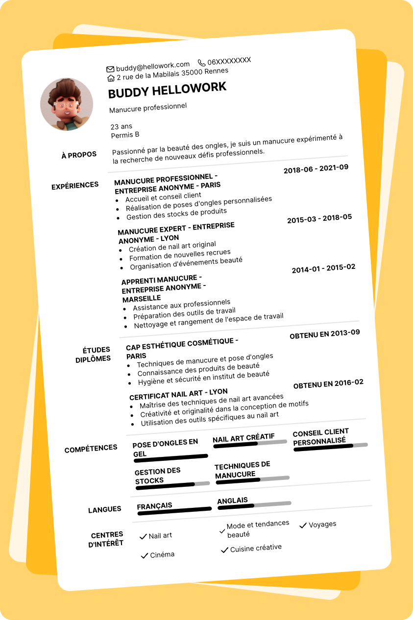 Exemple CV Manucure