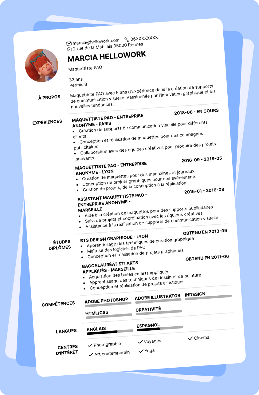 Modèle CV Maquettiste PAO Exemple CV Maquettiste PAO