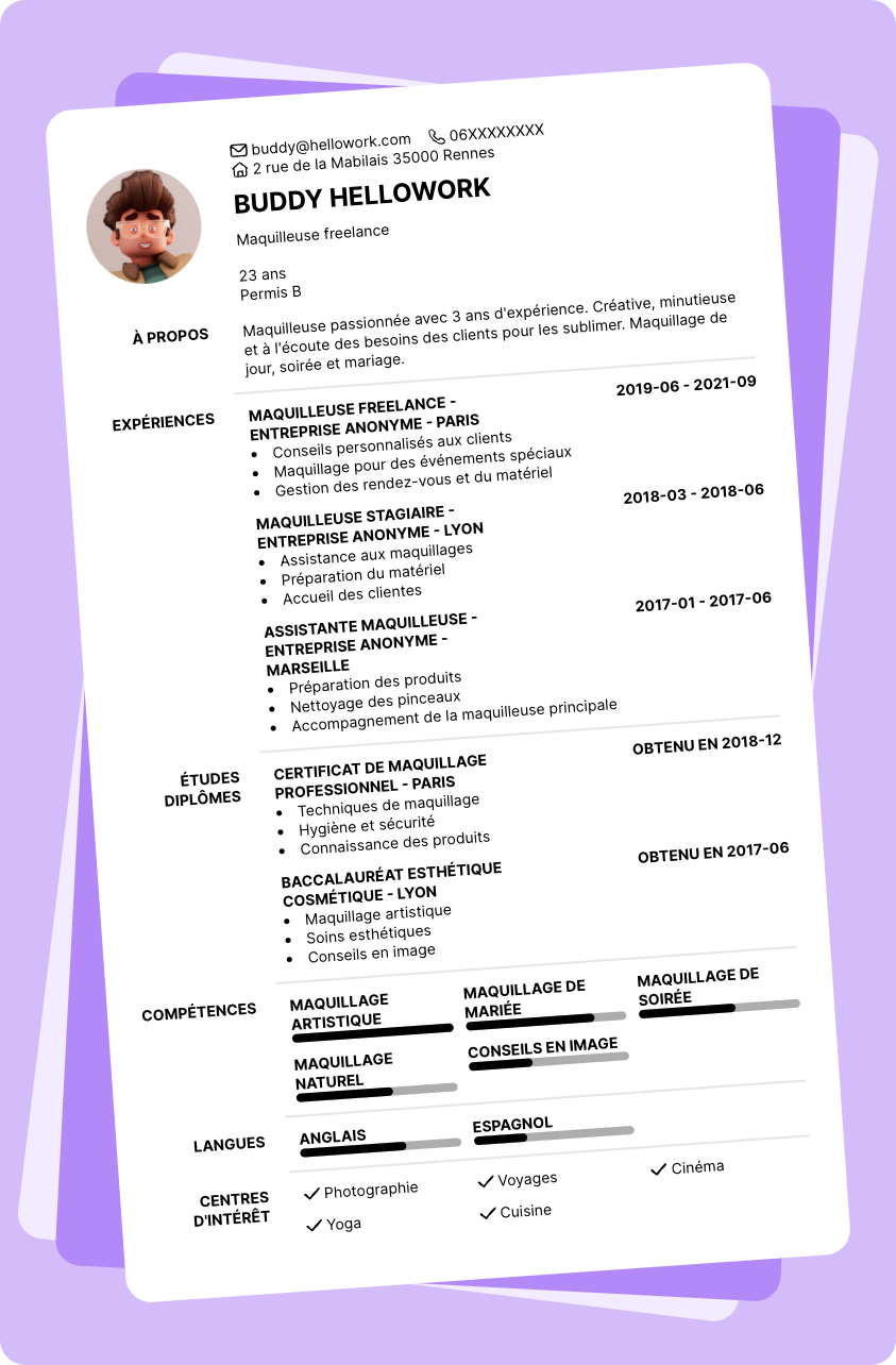 Modèle CV Maquilleuse Exemple CV Maquilleuse