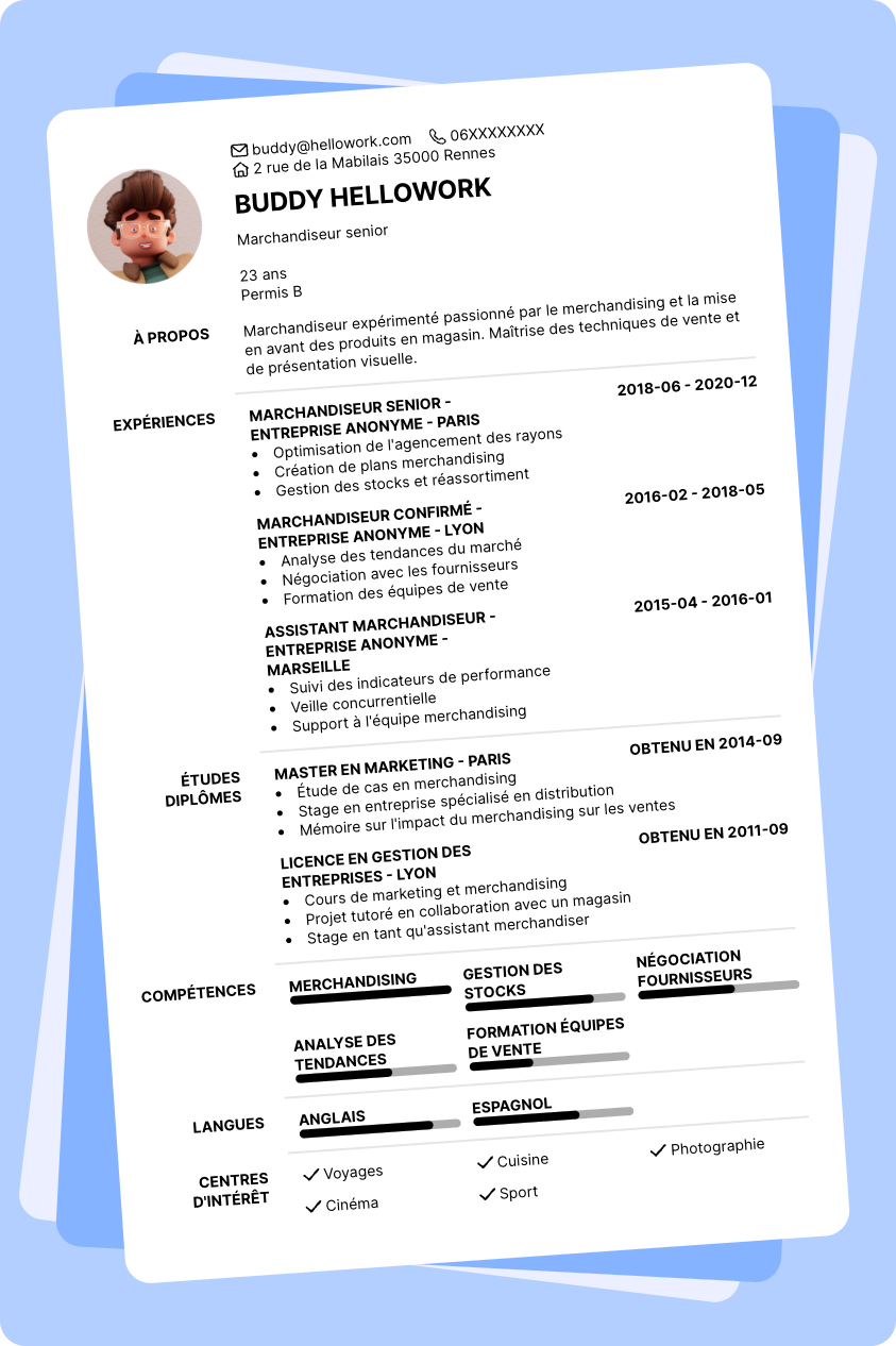 Exemple CV Marchandiseur