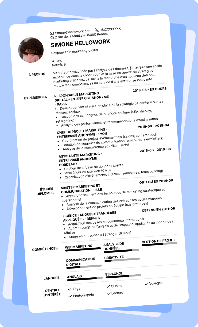 Modèle CV Marketeur Exemple CV Marketeur