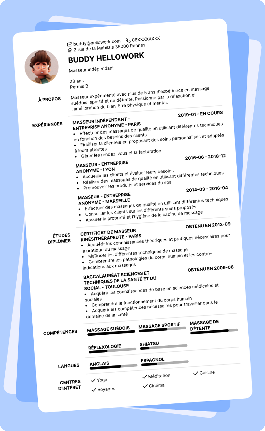 Exemple CV Masseuse