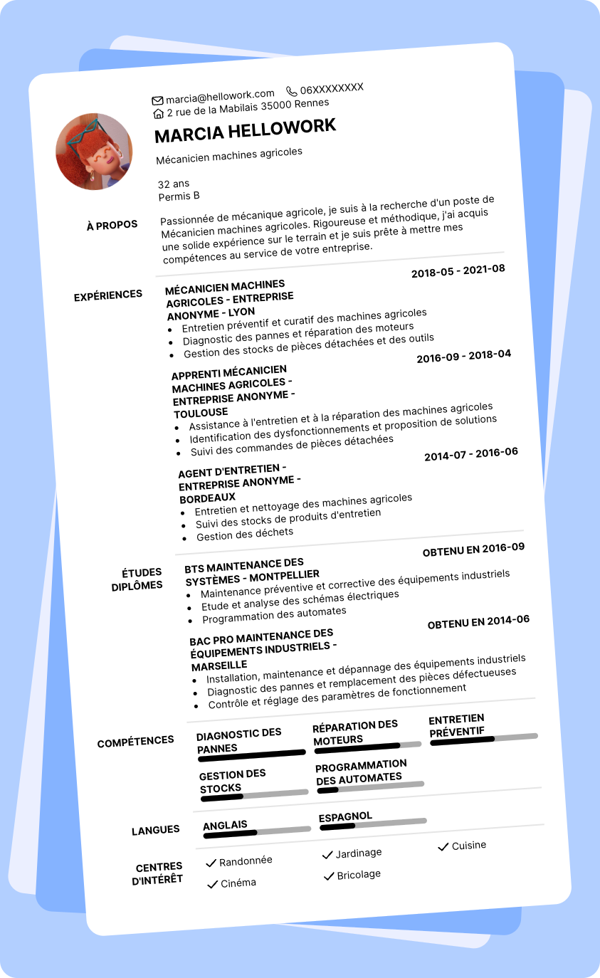 Modèle CV Mécanicien agricole Exemple CV Mécanicien agricole
