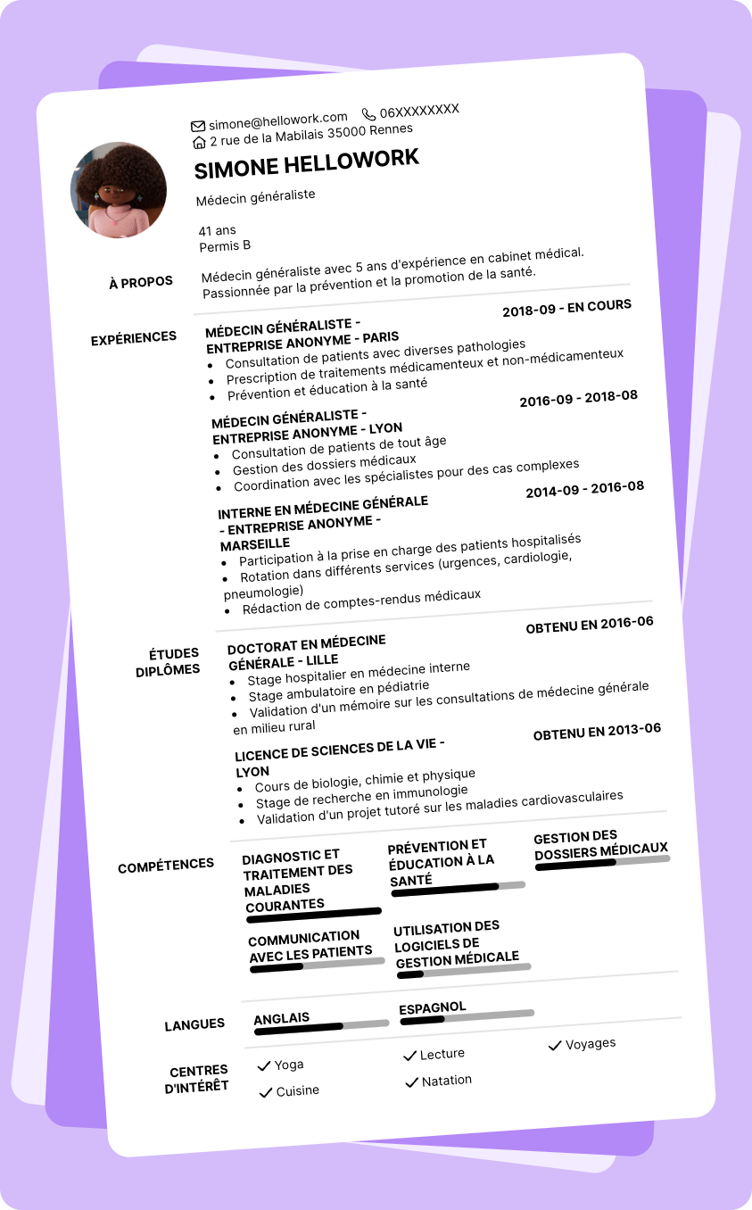 Exemple CV Médecin généraliste