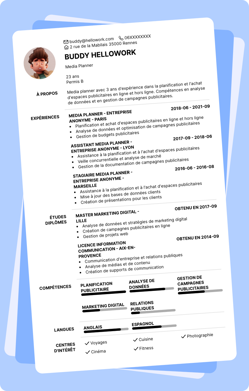 Exemple CV Media planner