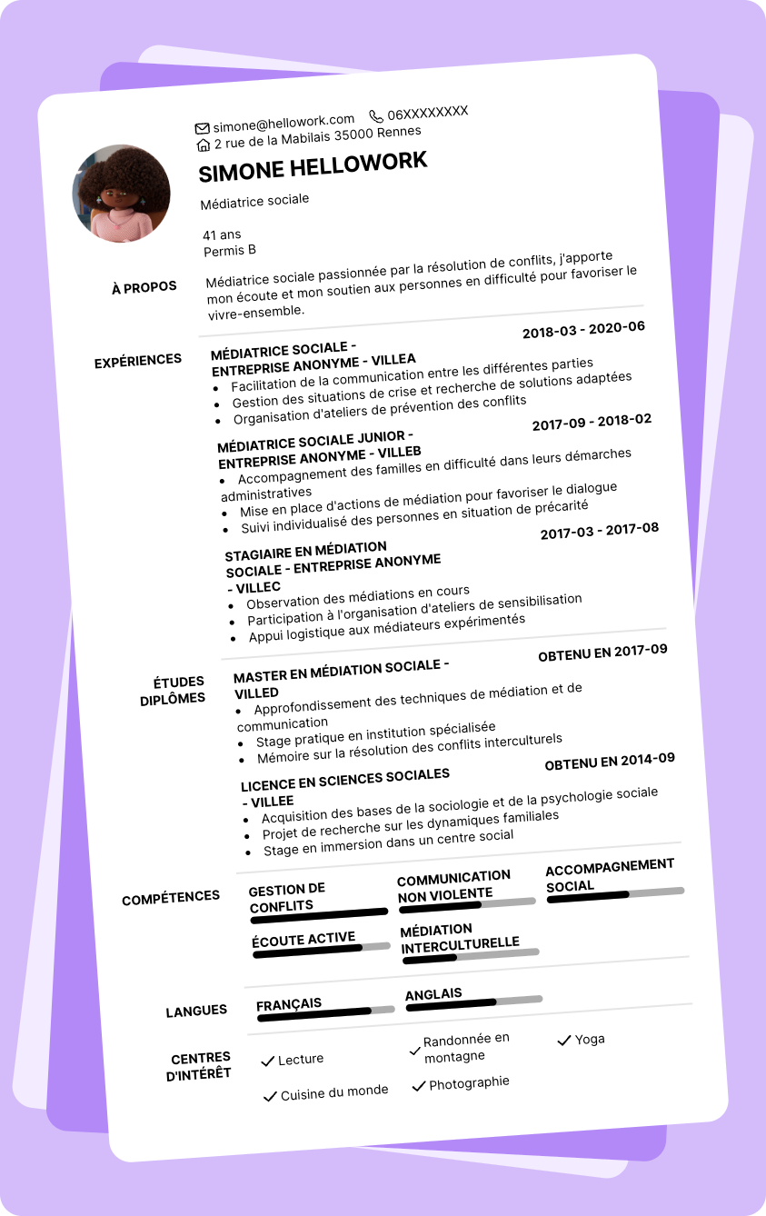 Modèle CV Médiateur social Exemple CV Médiateur social