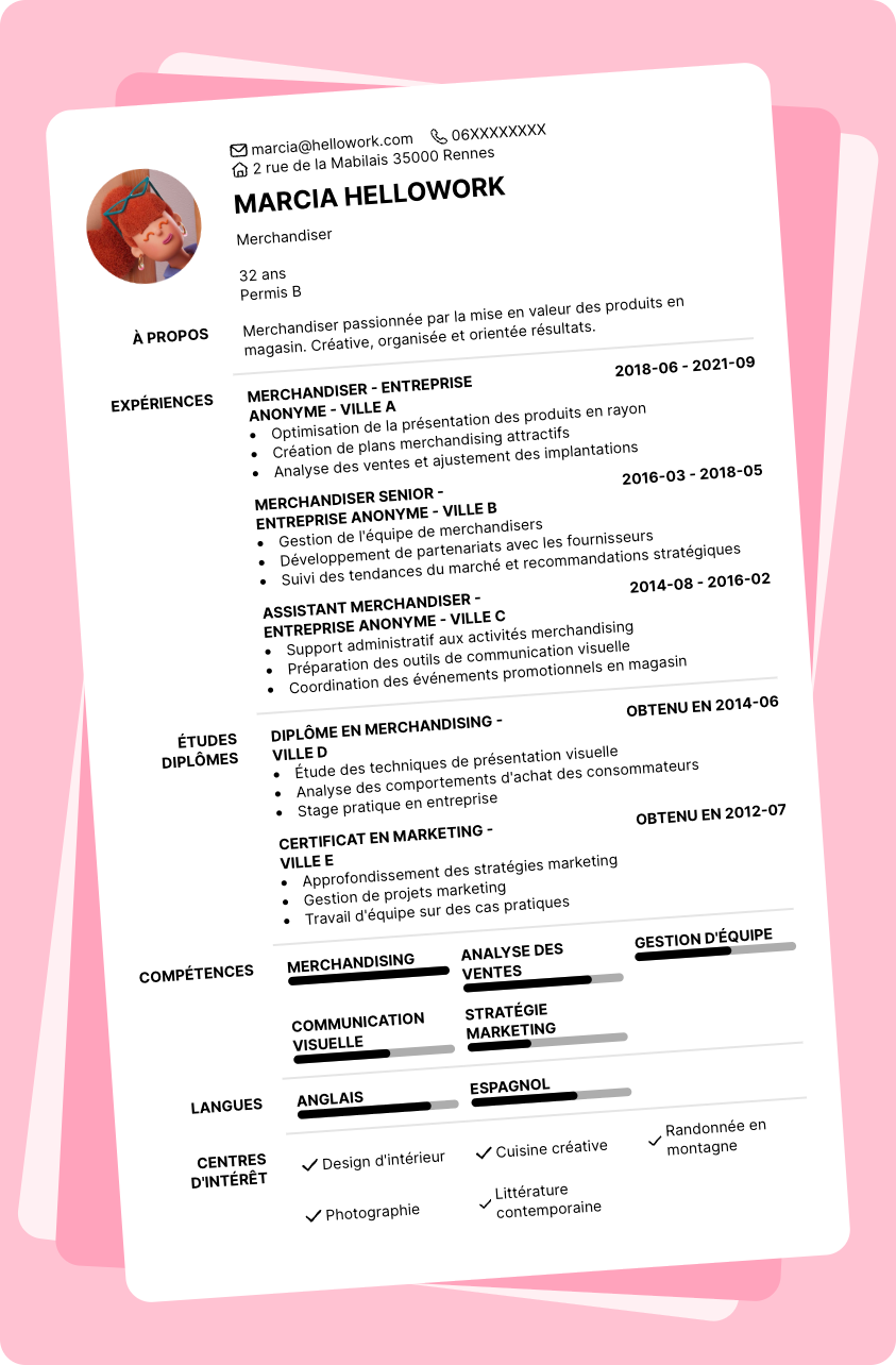 Exemple CV Merchandiser