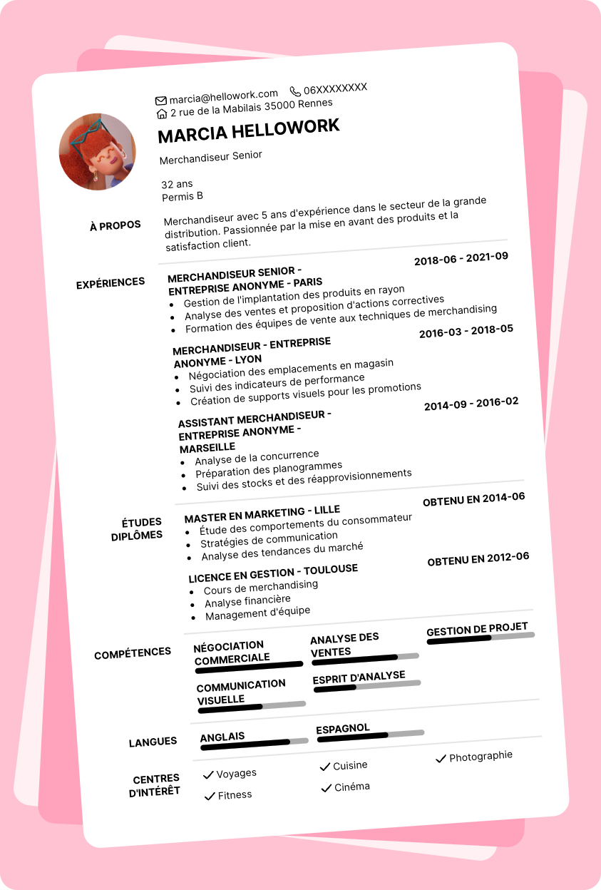 Exemple CV Merchandiseur