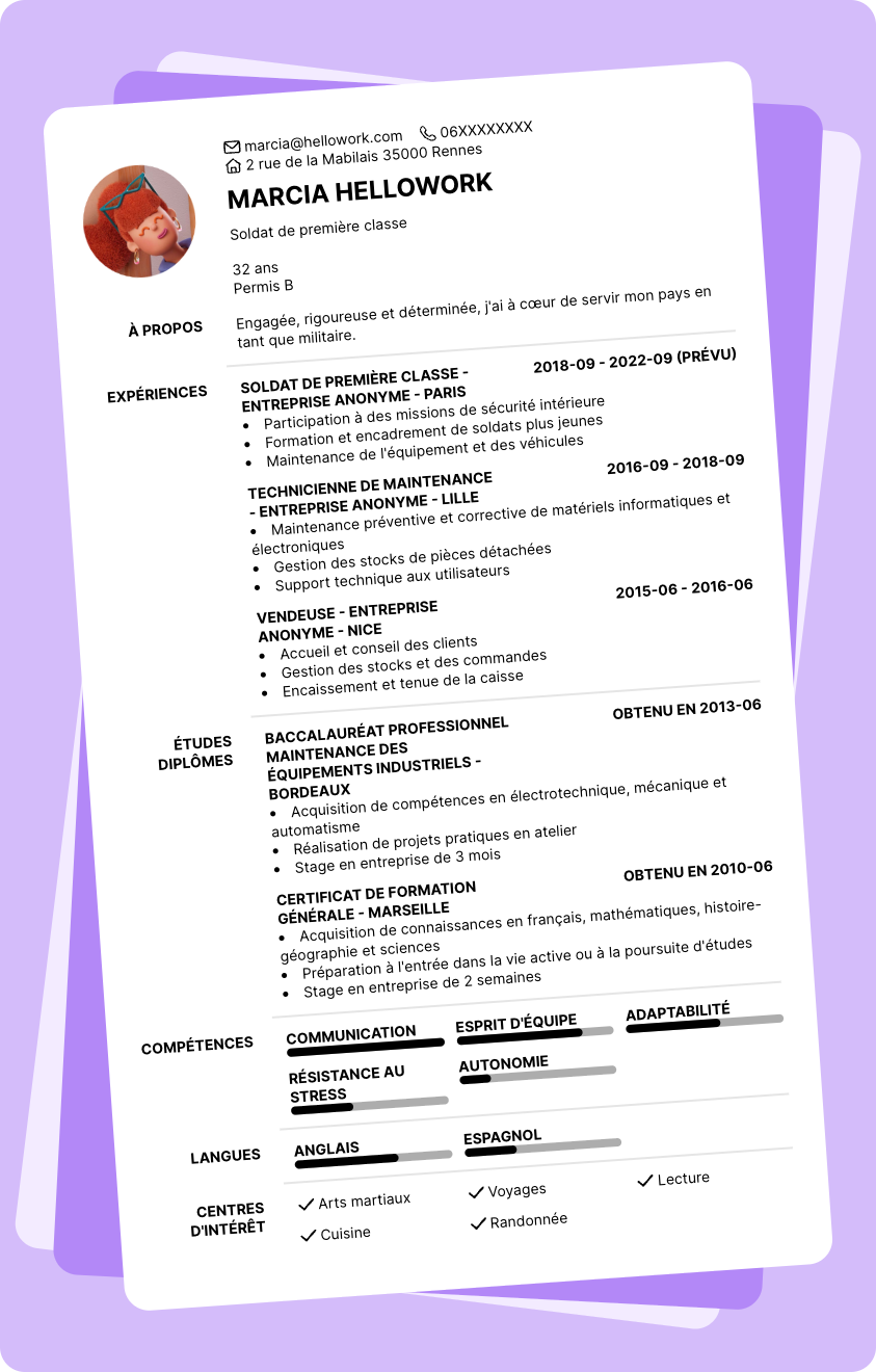 Exemple CV Militaire