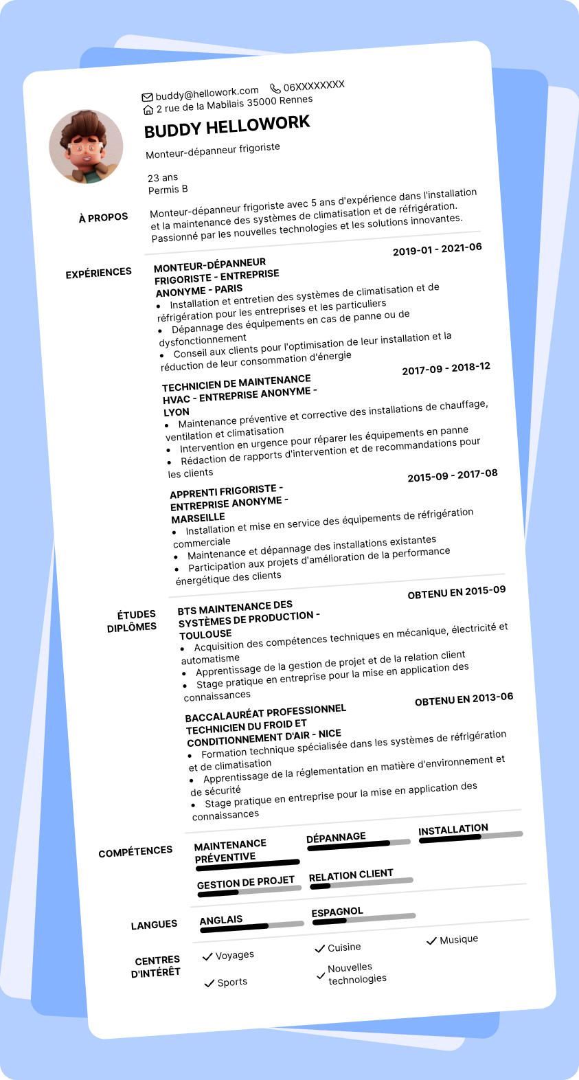 Modèle CV Monteur-dépanneur frigoriste Exemple CV Monteur-dépanneur frigoriste