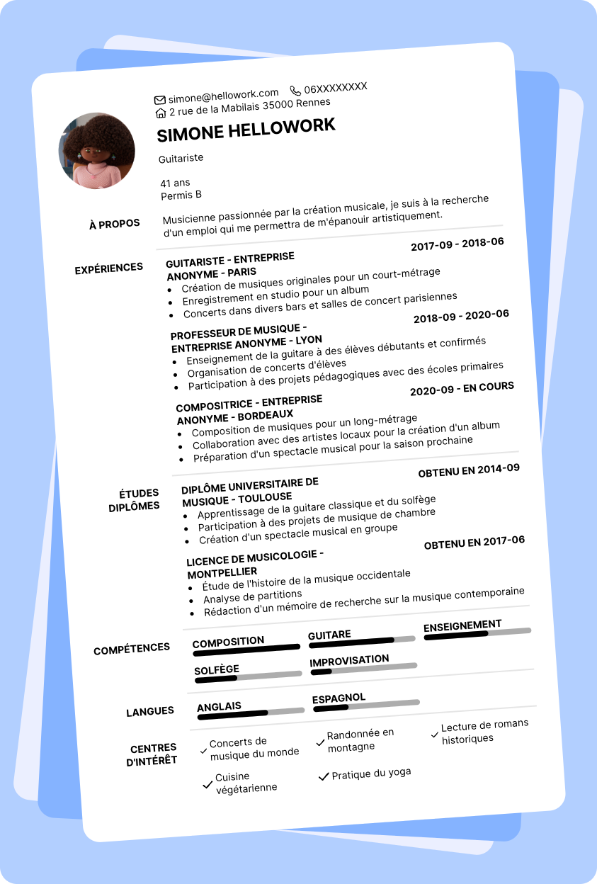 Exemple CV Musicien