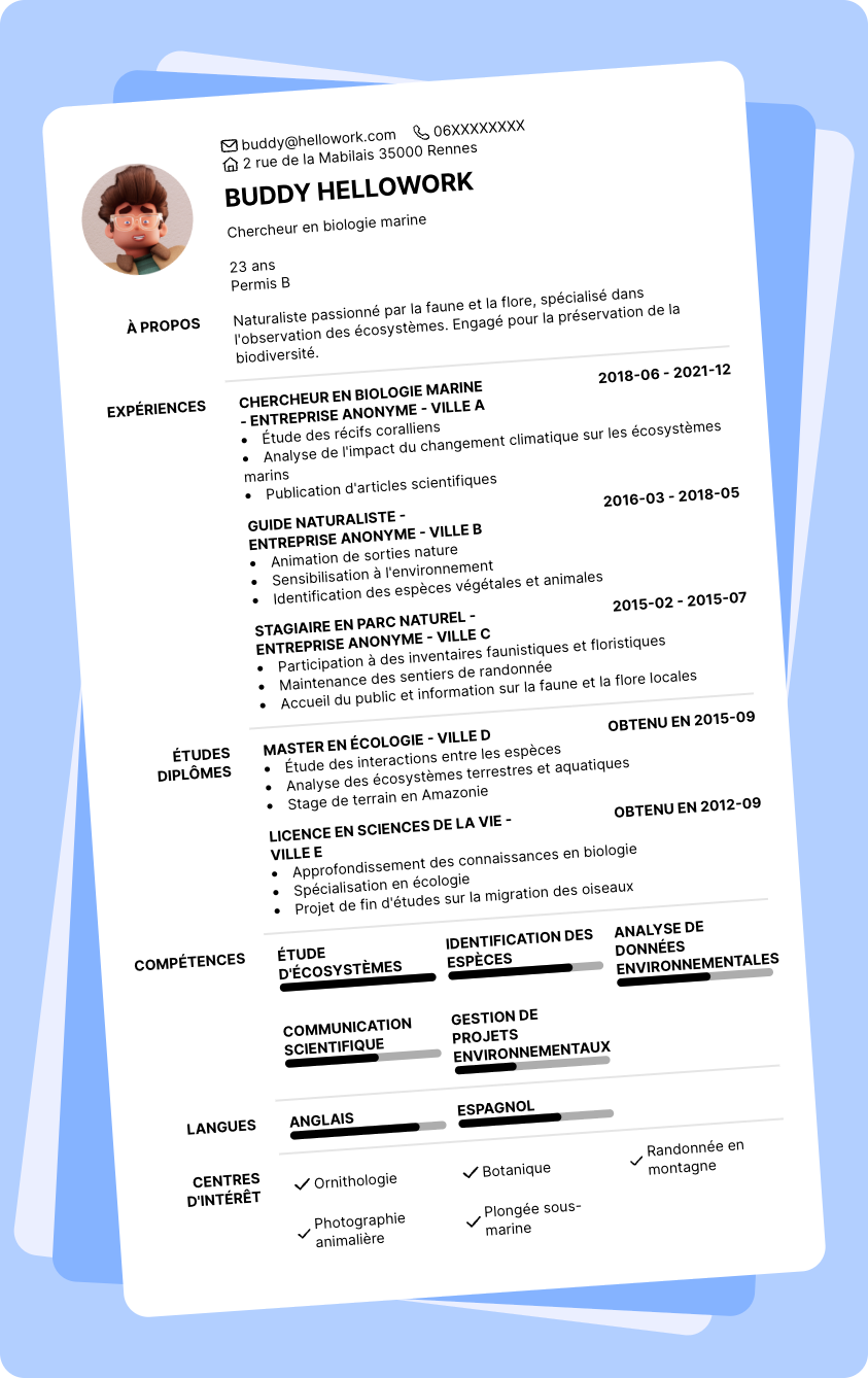 Exemple CV Naturaliste