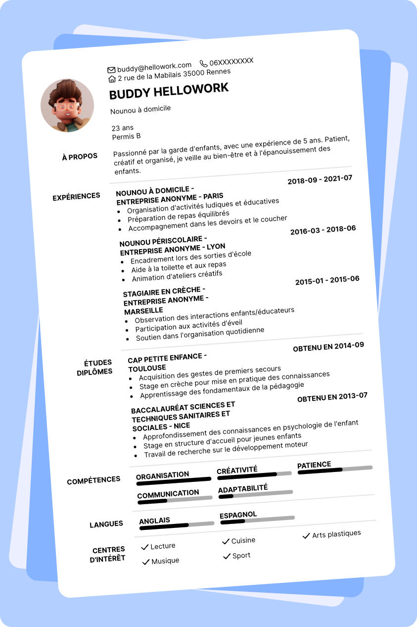 Exemple CV Nounou