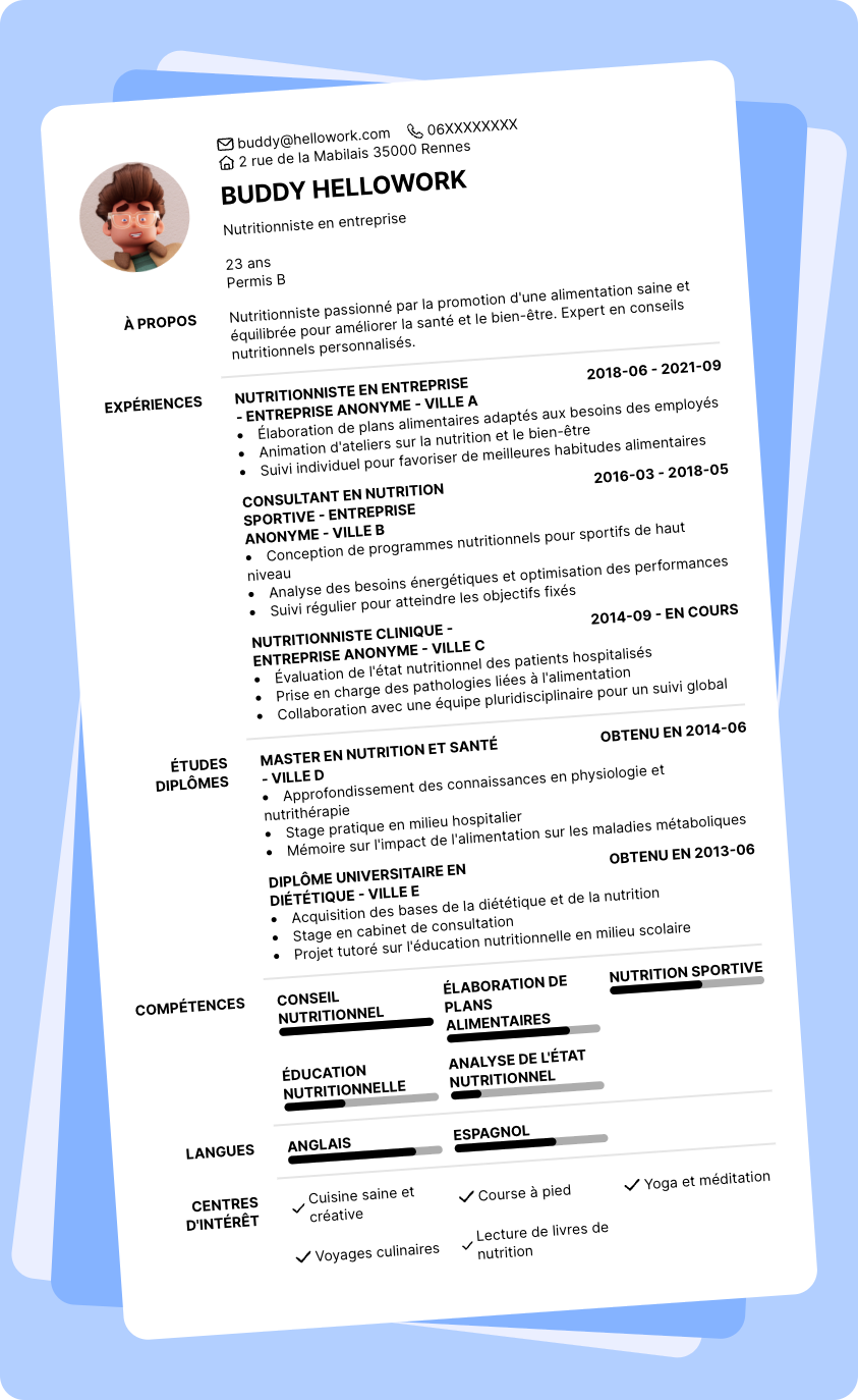 Exemple CV Nutritionniste