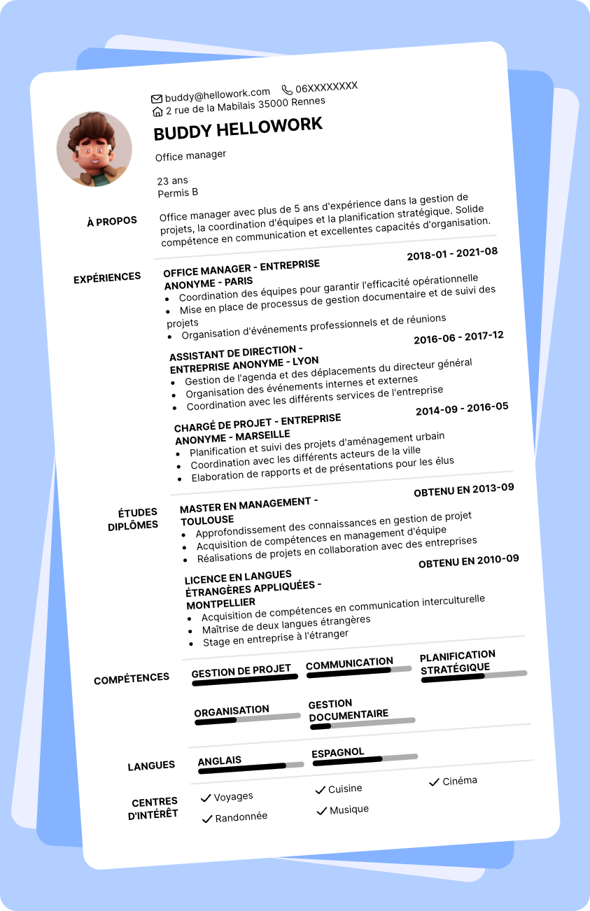 Modèle CV Office manager Exemple CV Office manager