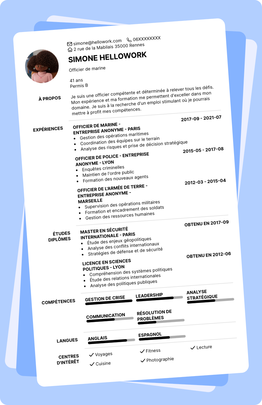 Exemple CV Officier