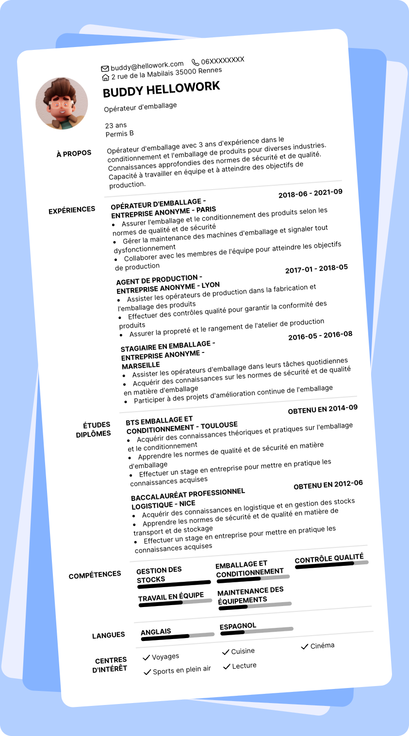 Exemple CV Conditionneur
