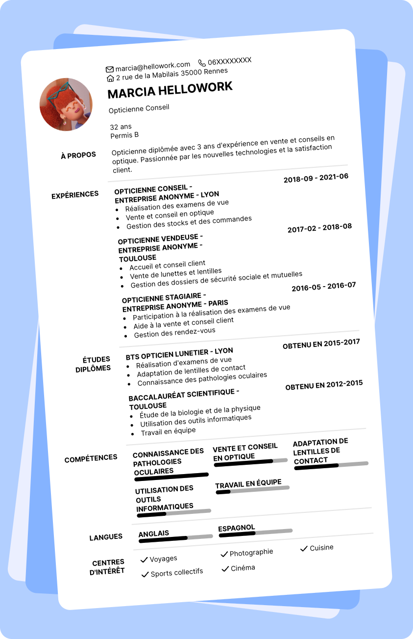 Exemple CV Opticien