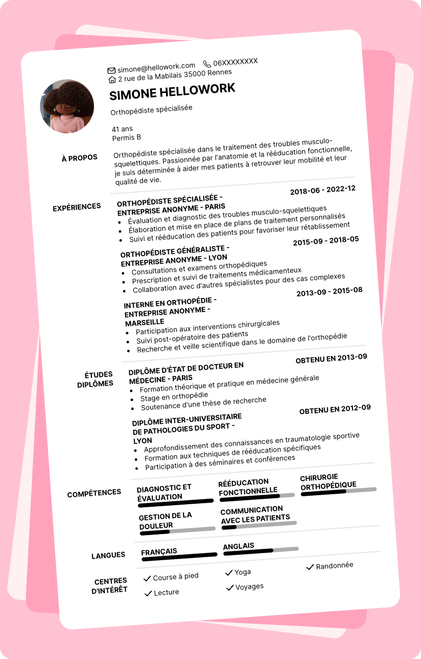 Modèle CV Orthopédiste Exemple CV Orthopédiste