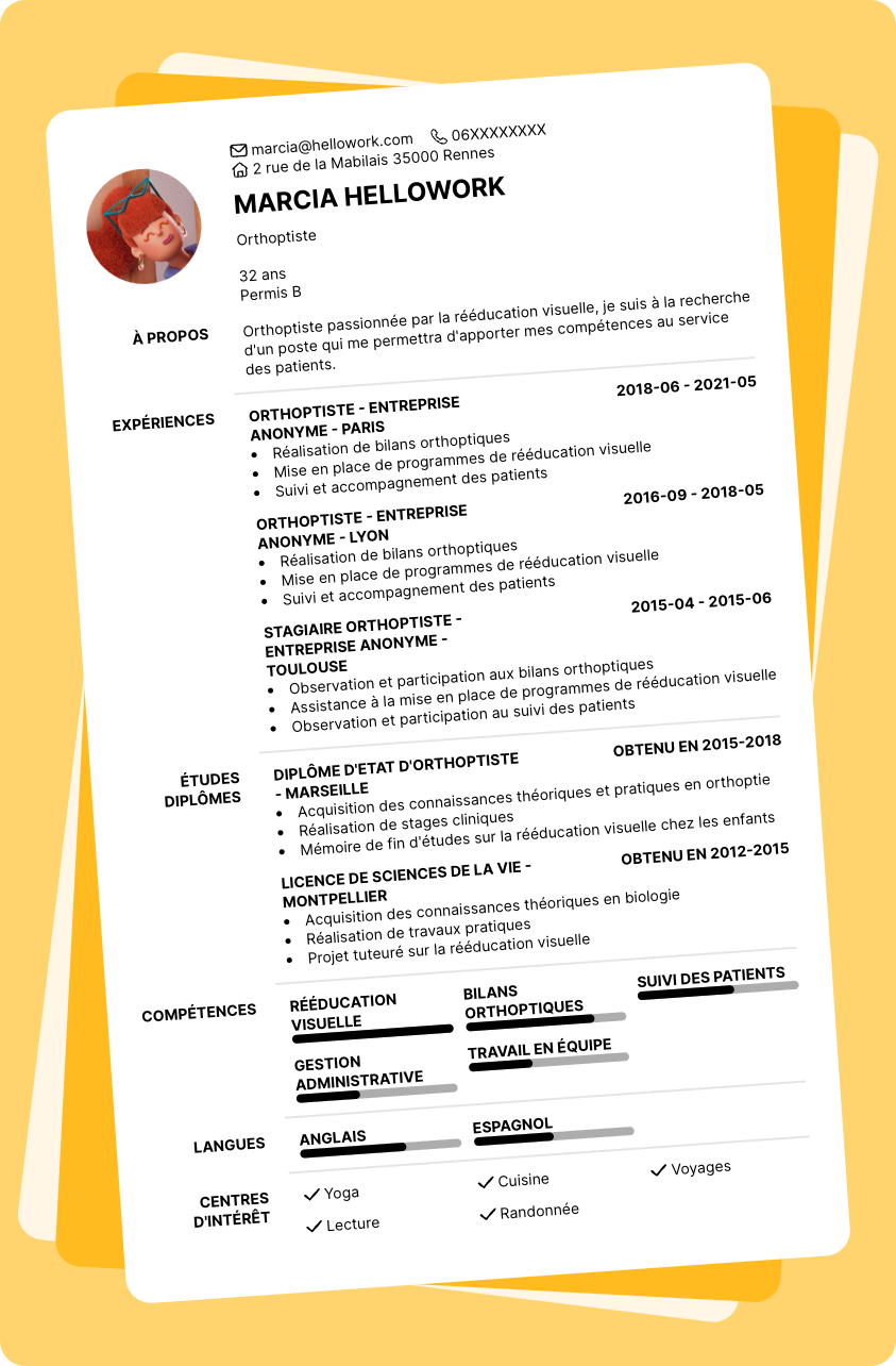 Exemple CV Orthoptiste
