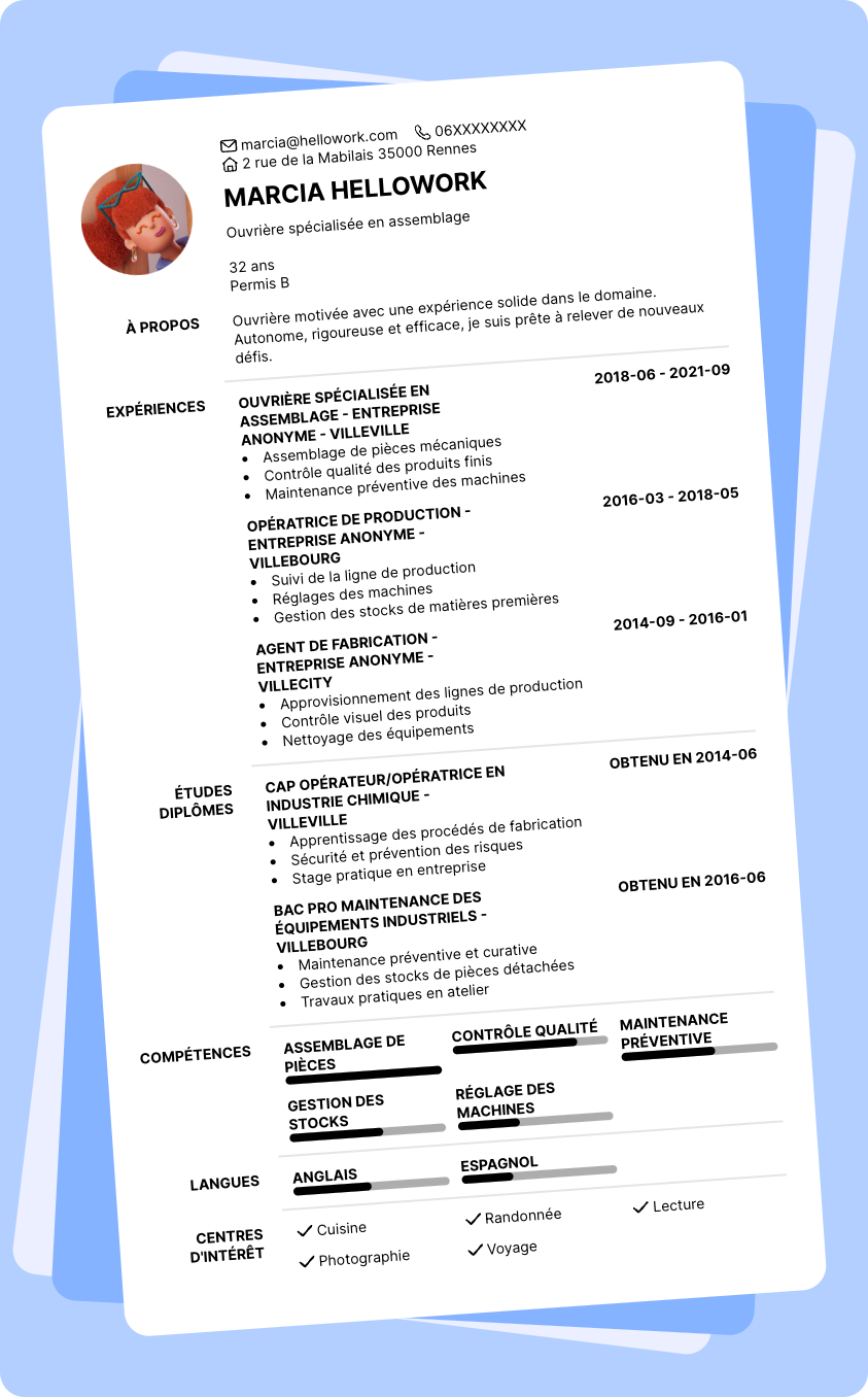 Exemple CV Ouvrier