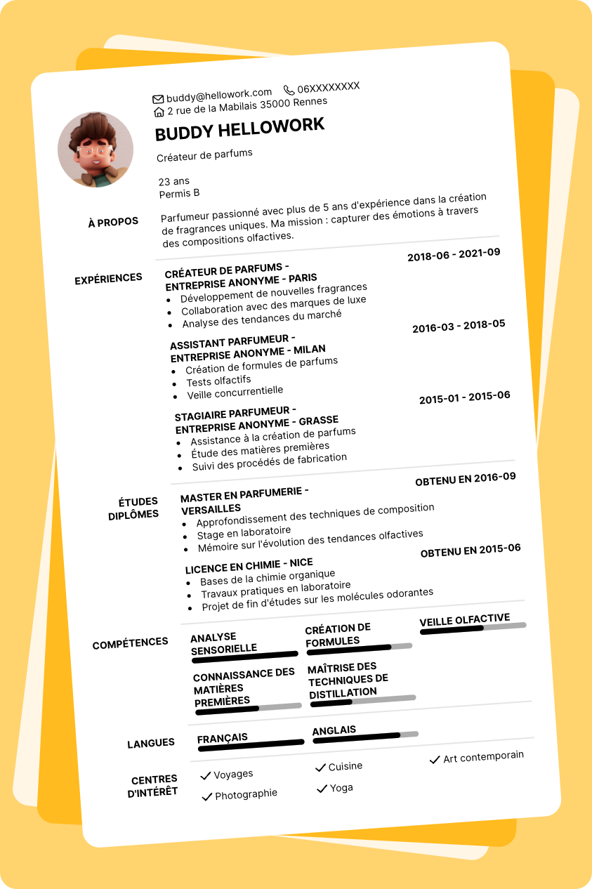 Exemple CV Parfumeur