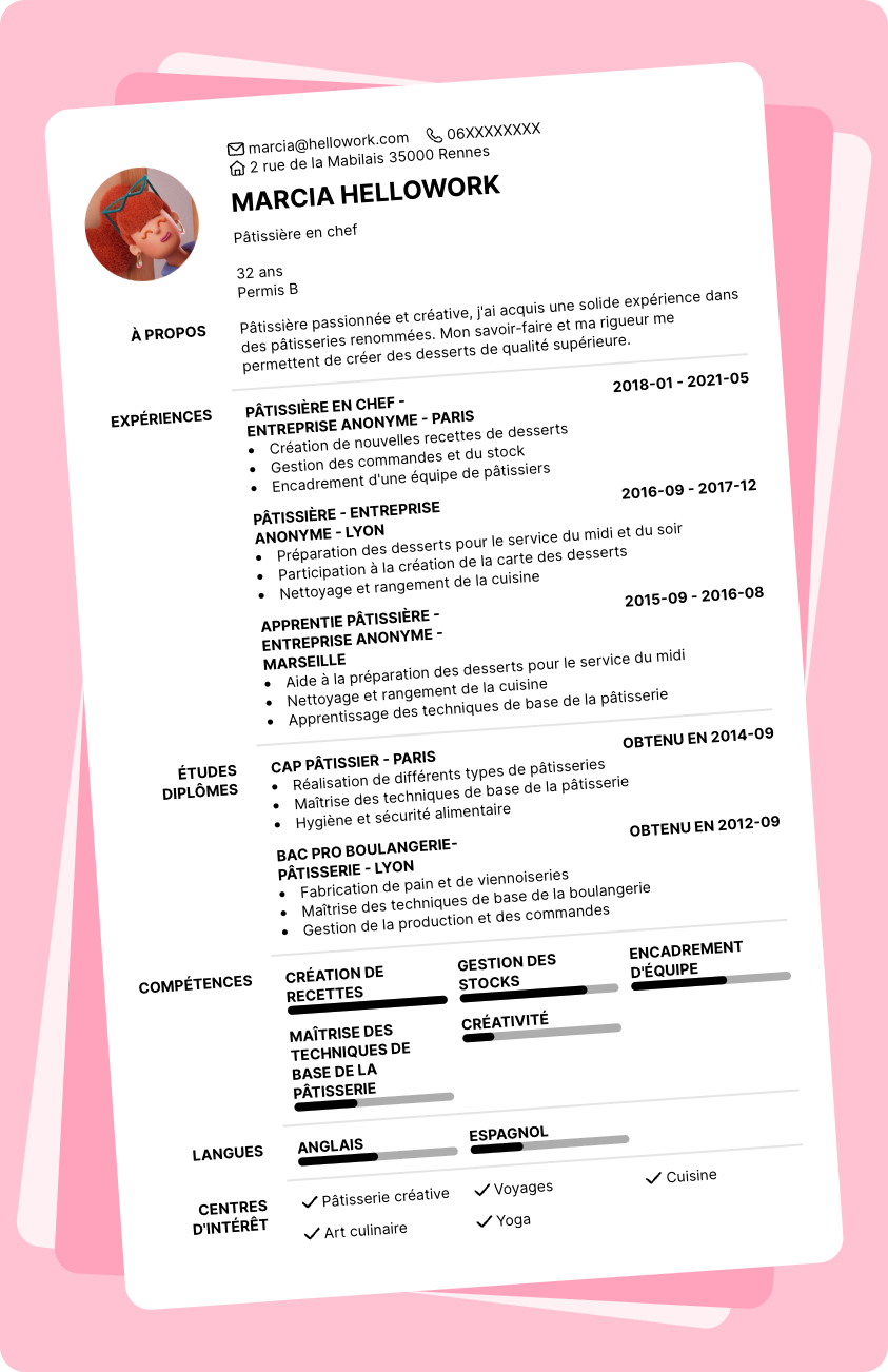 Exemple CV Pâtissier