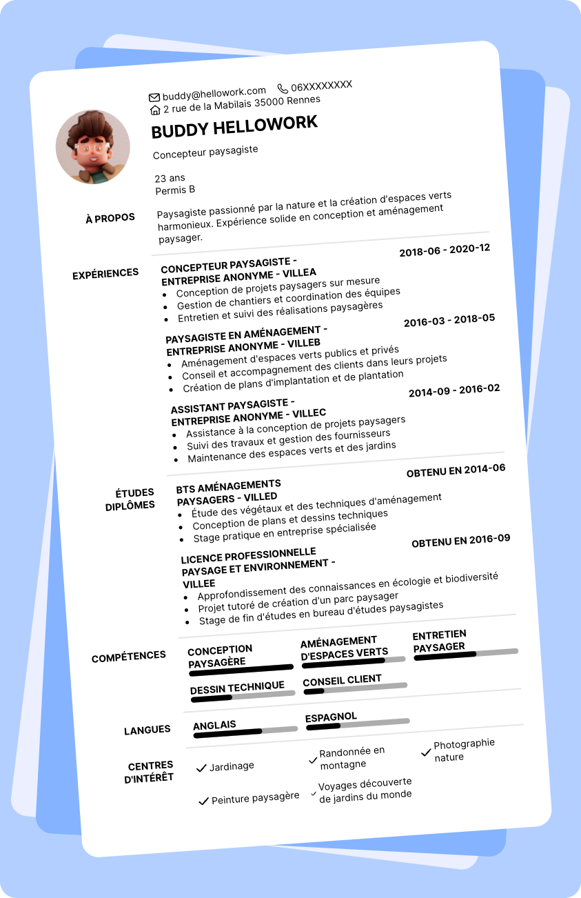 Exemple CV Paysagiste