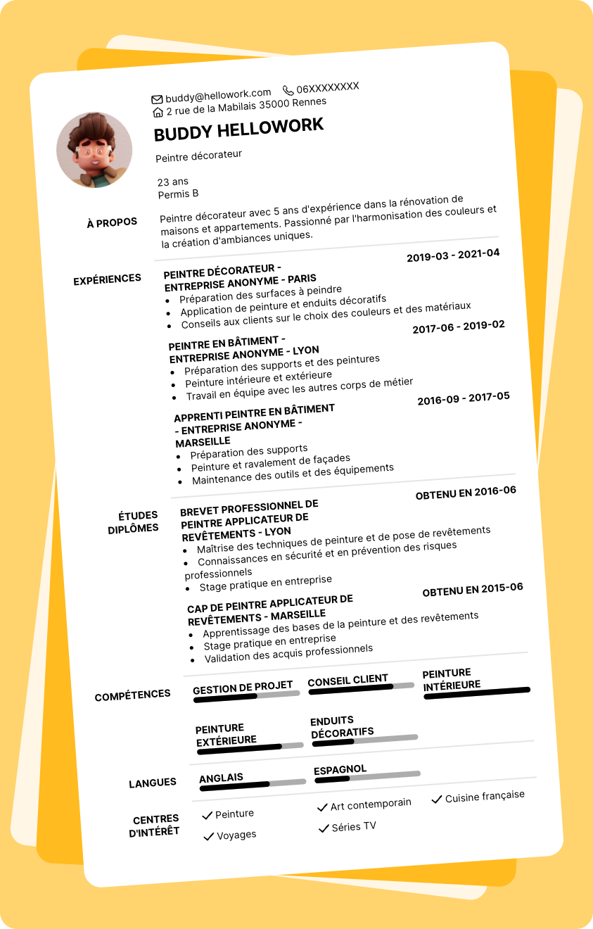 Modèle CV Peintre décorateur Exemple CV Peintre décorateur