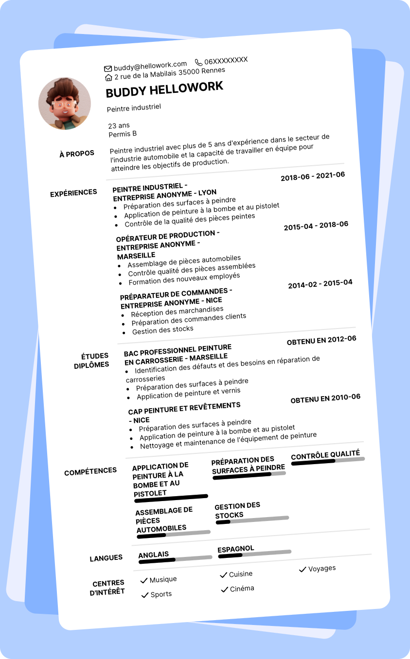 Exemple CV Peintre industriel