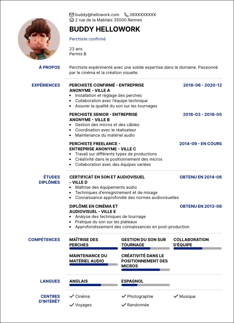 Modèle CV Perchiste Exemple CV Perchiste