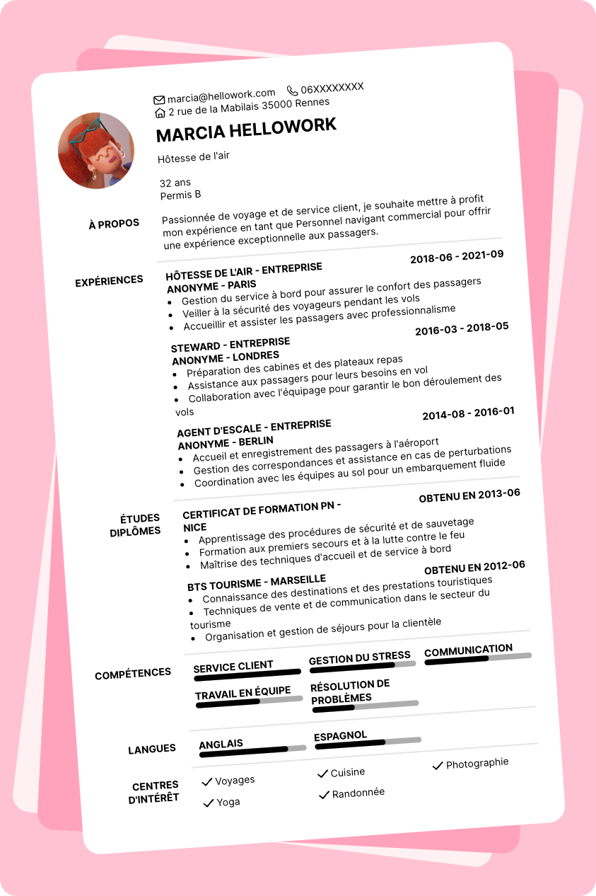 Exemple CV Personnel navigant commercial
