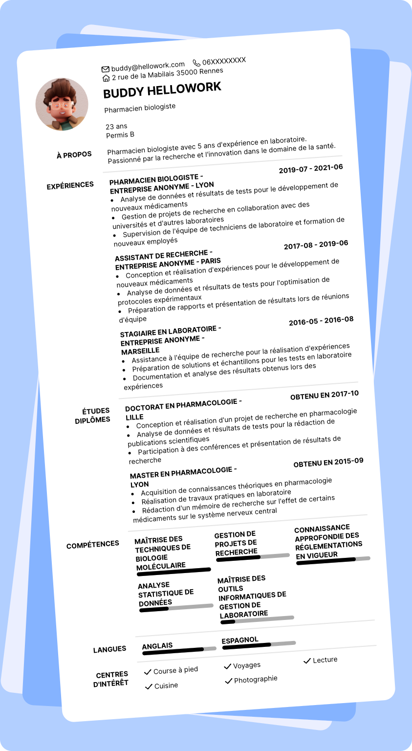 Modèle CV Pharmacien biologiste Exemple CV Pharmacien biologiste