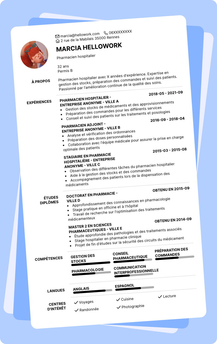 Exemple CV Pharmacien hospitalier